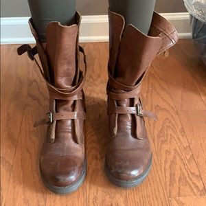 Brown leather boots